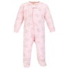 Hudson Baby Infant Girl Premium Quilted Zipper Sleep and Play, Pink Gray Elephant - 3 of 4