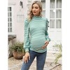 Coolmee Womens Maternity Tops Puff Long Sleeve Mock Turtleneck Knit Basic Stretch Fitted Pullover Thermal Shirts - 3 of 4