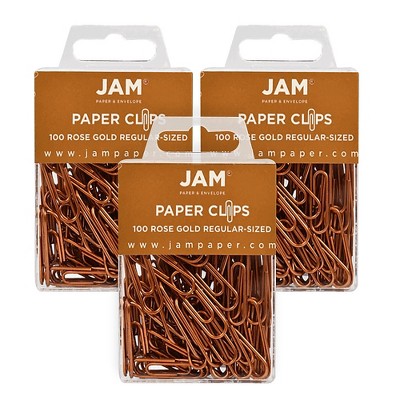 JAM Paper Colored Standard Paper Clips Small 1 Inch Rose Gold Paperclips 21832057B