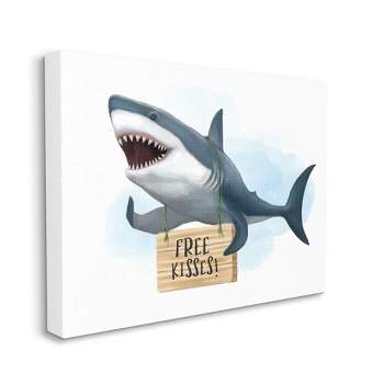 Stupell Industries Nautical Shark Free Kisses Sign Kid's Animal Humor