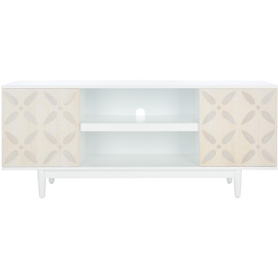 Faye 2 Shelf Pattern Media Stand - White Washed - Safavieh