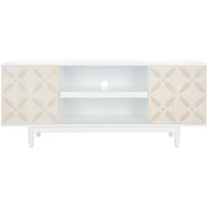 Faye 2 Shelf Pattern Media Stand - White Washed - Safavieh - 1 of 4