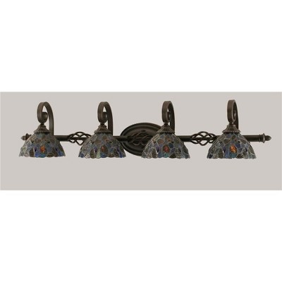 Toltec Lighting Elegante 4 - Light Vanity in  Dark Granite with 7" Blue Mosaic Art Glass Shade