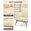 Oversize Wicker Egg Chair with Plush Cushion,Rattan Egg Basket Lounge Chair Winter Egg-Shaped Chair w/Steel Frame and 4 Cushions for Patio,Porch - 3 of 4