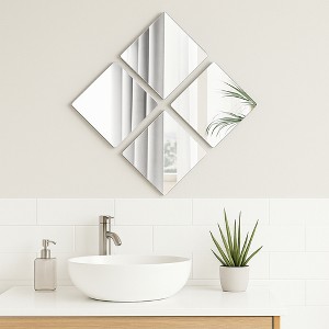 Evideco French Home Goods Set of 4 Small Self-Adhesive Decorative Mirrors – Available in 8 Unique Shapes - 1 of 4