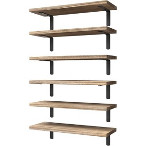 Attop Wood Floating Shelves Set of 6, Shelves for Wall Decor, Farmhouse Shelf for Bedroom, Bathroom Storage Shelves, Book Shelves for Living Room - 1 of 4
