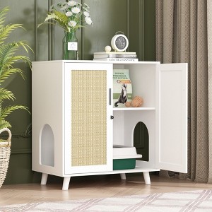 FUFU&GAGA Cat Cabinet Organiser Sisal Cabinet Doors Safe and Natural - 1 of 4