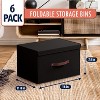 Ornavo Home 6 Pack Foldable Linen Large Storage Bin with Faux Leather Handles and Lid - 2 of 4
