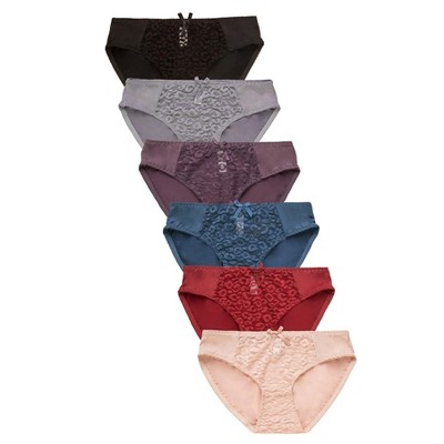 PACK OF 6 MAMIA WOMEN'S LEOPARD LACE BIKINI PANTY (LP7344PK)