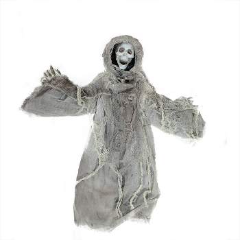 Northlight 36" Prelit Touch Activated Death Reaper Hanging Halloween Decoration - White/Gray