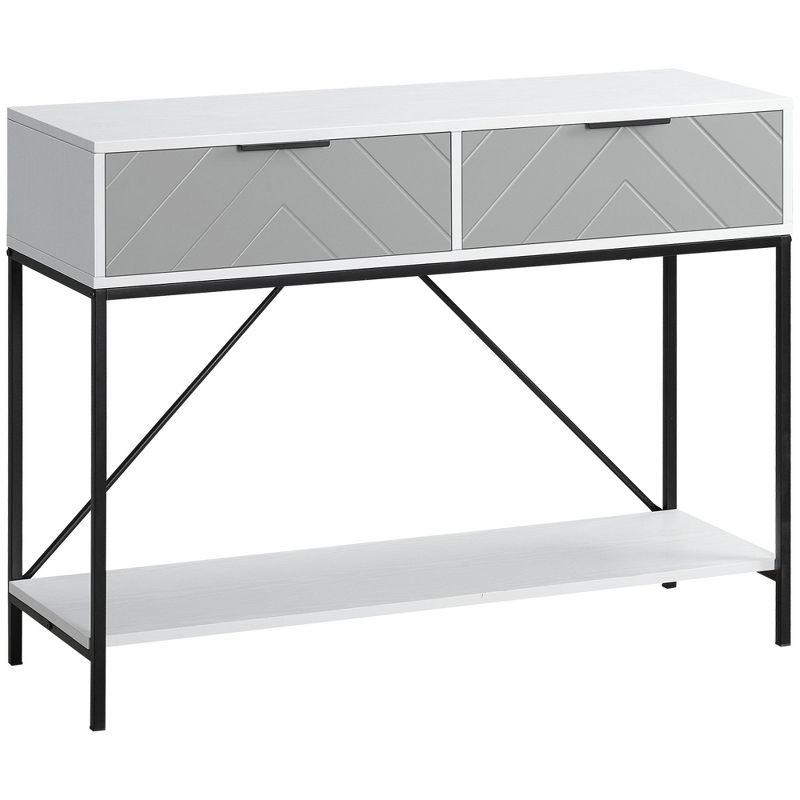 HOMCOM Modern Console Table with 2 Drawers and Open Shelf, Sofa Table for Entryway, Living Room and Hallway, White, 1 of 7