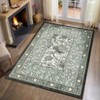 8'x10' Washable Floral Print Living Room Bedroom Rugs, Vintage Farmhouse Indoor Floor Carpet, Non Slip Large Dining Room Rugs, Grey - 3 of 4