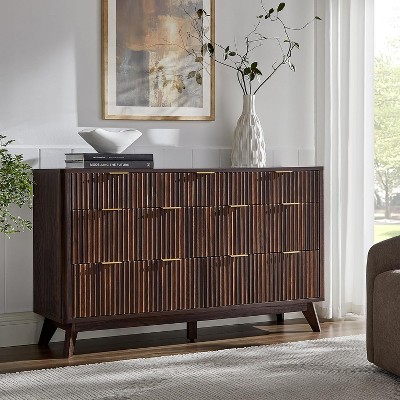 SinCiDo 54" Fluted 7 Drawer Chest of Drawers, Faux Marble Topped Modern Dresser with Curved Design, for Bedroom, Living Room, Hallway