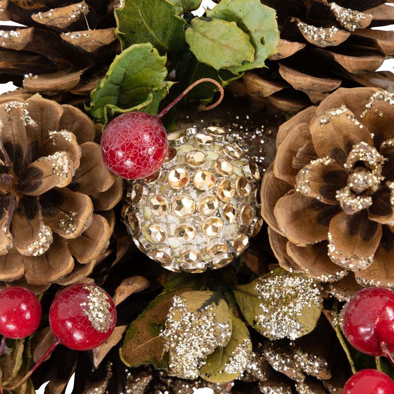 Northlight Glittered Pine Cone and Berry Artificial Christmas Wreath, 12-Inch, Unlit, 5 of 6