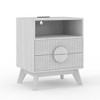 Modern Fluted Night Stand, Bedroom Nightstand with USB Charging Station, Wood Fluted Bedside Table - 4 of 4