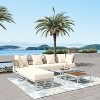KTMBDW 8-Piece Patio Furniture Set, Boho Outdoor Conversation Set Sectional Sofa with with Tempered Glass Coffee Table and Wooden Coffee Table - 3 of 4