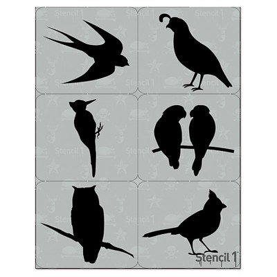 Stencil1 Fancy Bird Multipack 6ct - Stencil 8.5" x 11"