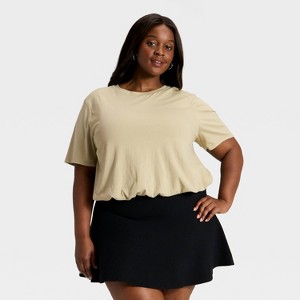 Women's Cropped Bubble T-Shirt - A New Day™ - 1 of 3