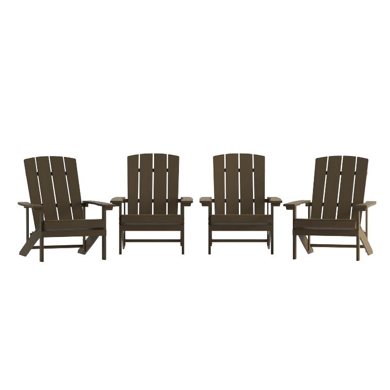 Merrick Lane Set of 4 All-Weather Poly Resin Wood Adirondack Chairs, 1 of 12