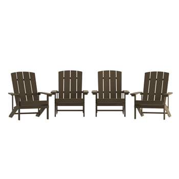 Merrick Lane Set of 4 All-Weather Poly Resin Wood Adirondack Chairs