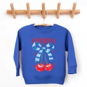 The Juniper Shop Coquette America Cherries Toddler Sweatshirt - 4T - Royal - 1 of 4