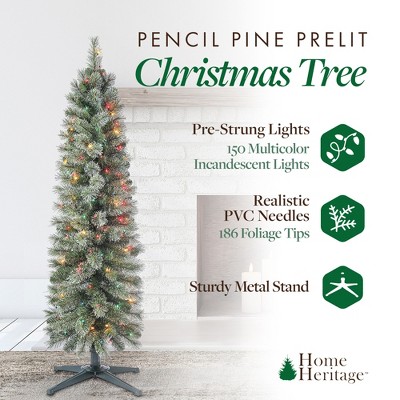 5-Foot Multi-Color Pre-Lit Pencil Pine Christmas Tree