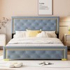 CAVINAS Queen Bed Frame with Pull Point Headboard and Queen Bed Metal Wire Frame at The Head and Foot of The Bed, Metal Feet, Velvet, beige - 2 of 4