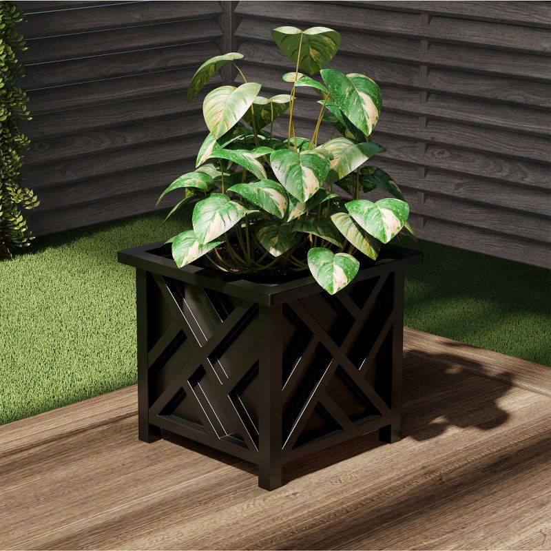 Nature Spring 14.75-in Lattice Planter Box - Decorative Outdoor Flower or Plant Pot, 3 of 5