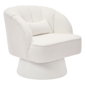 Modern Swivel Barrel Accent Chair, 360 Degree Velvet Upholstered Armchair, Striped Backrest, Comfy Lounge Chair for Living Room Bedroom Reading Nook - 1 of 4