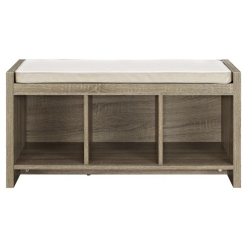 Hendland Entryway Storage Bench With Cushion Distressed Gray Oak