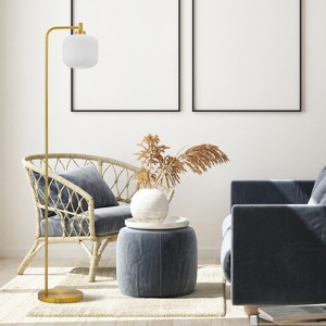 63" Wyatt Globe Shade Floor Lamp White - River of Goods: Gold-Tone Metal, Retro Style - 1 of 4