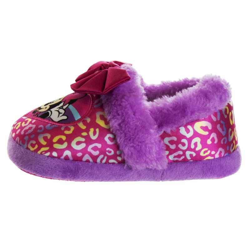 Disney Kids Girl's Minnie Mouse Slippers - Plush Lightweight Warm Comfort Soft Aline House Slippers - Fuchsia Purple (size 5-12 Toddler/Little Kid), 5 of 9