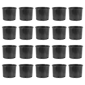 Pro Cal Round 7 Gallon Wide Rim Durable Stackable Plastic Garden Plant Nursery Pot with Drainage Hole, for Indoor or Outdoor Use, Black (20 Pack) - 1 of 4