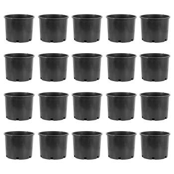 Pro Cal Round 7 Gallon Wide Rim Durable Stackable Plastic Garden Plant Nursery Pot with Drainage Hole, for Indoor or Outdoor Use, Black (20 Pack)