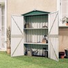 vidaXL Galvanized Steel Garden Shed Organizer - Green Outdoor Storage House for Patio, Tools, Furniture - 2 of 4