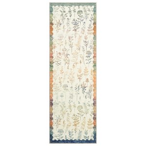 Indoor Modern Botanical Living Room Bedroom Area Rugs for Home Decor, Washable Non Slip Dining Room Carpet, Foldable Thin Mat - 1 of 4