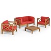 Christopher Knight Home Brava Outdoor Acacia Wood 4 Seater Chat Set with Cushions - 2 of 4