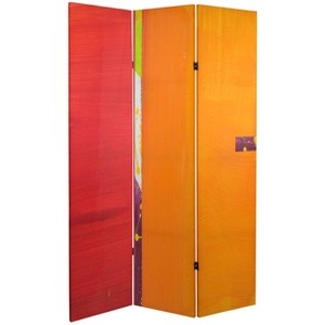 6" Double Sided Vermilion Canvas Room Divider Orange - Oriental Furniture - 1 of 2