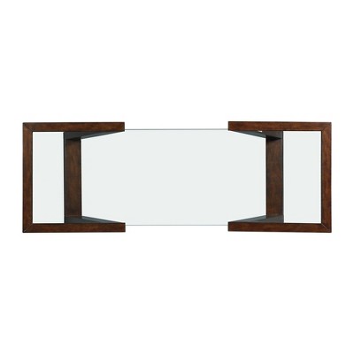 Espresso Aerodynamic 50'' Sofa Table with Tempered Glass Top