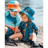 Deux par Deux Boy Printed Long Sleeve One-Piece Rashguard Orange Sloths on Navy Blue - 2 of 4