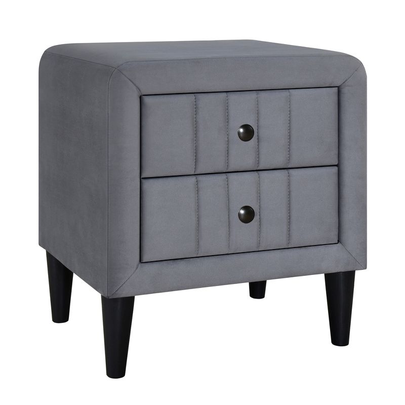 Velvet Upholstered Wooden Nightstand, Bedside Table with 2 Drawers-ModernLuxe, 5 of 10