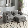 76.77'' Chenille Double Sofa with Removable Armrests L-Shaped Sectional Sofas, Footstool, and Convenient Side Pockets - 4 of 4
