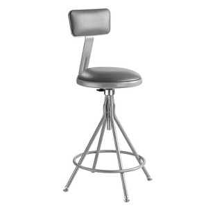 24"-30" Height Adjustable Heavy Duty Vinyl Padded Swivel Steel Accent Barstool with Backrest Gray - Hampden Furnishings - 1 of 4