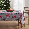 Kate Aurora Holiday Living Plaid Christmas Reindeer & Snowflakes Fabric Tablecloth - 2 of 3