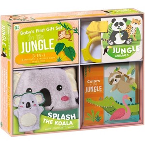Jungle Fun Baby Gift Set: Soft Books for Toddlers 1-3, Waterproof Bath Book, Stroller Book, Wash Mitt - Great Newborn Gift - by  Crackboom! Books - 1 of 1