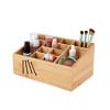 12-Compartment Bamboo Bathroom Organizer, Brown - 2 of 4