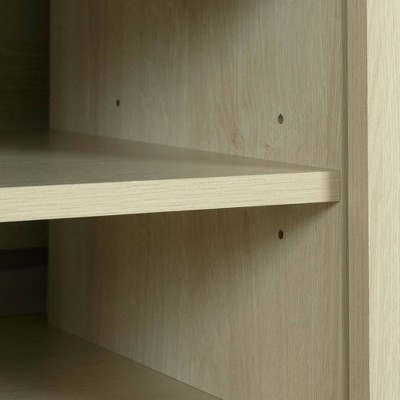 Bleached Oak Scandinavian TV Stand with Cabinet and Shelves