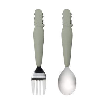 Bumkins Toddler Spoon and Fork - Gray