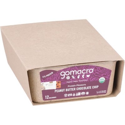 View 1 of ***BB 12/24/2026***GoMacro Peanut Butter Chocolate Chip MacroBar 12ct Tray