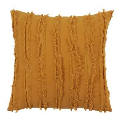 Saro Lifestyle Fringe Striped Design Throw Pillow